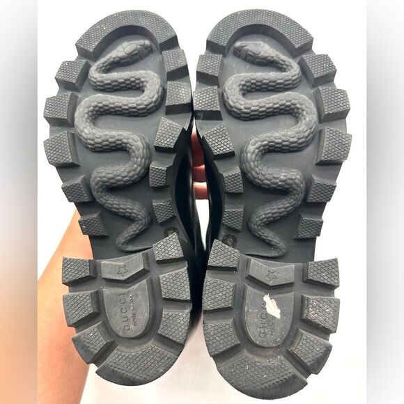 Gucci Apollo GG Monogram Canvas Black Leather Samoa Trip Combat Boots EU 40 US10 - Picture 12 of 13